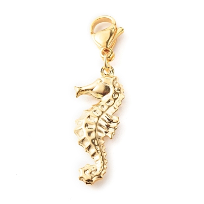 304 Stainless Steel Pendant Decorations, with Pendants & Lobster Claw Clasps, Marine Theme, Mix-shaped