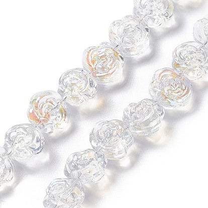 Electroplate Glass Beads Strands, AB Color Plated, Rose