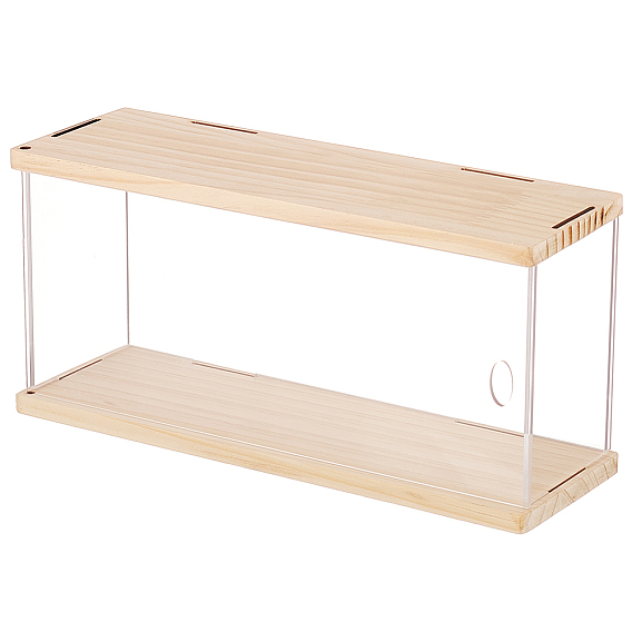 Прозрачная акриловая витрина для минифигурок, для моделей, строительные блоки, держатели для кукол, с деревянным основанием и верхом, прозрачные