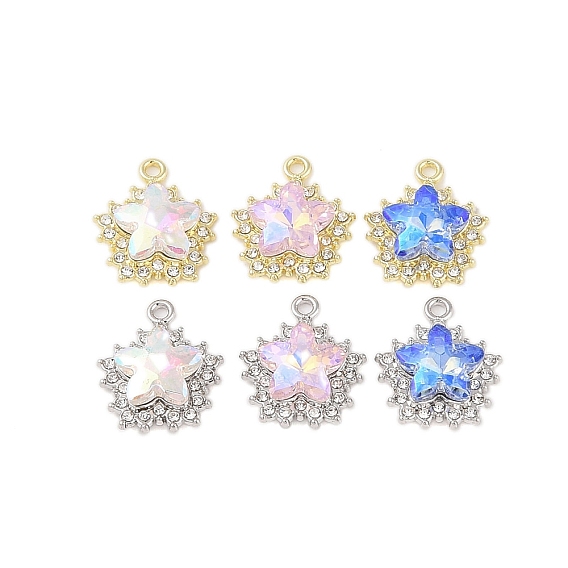 Gestell aus beschichteter Legierung mit Strass-Anhängern, Stern, Platin / Gold
