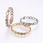 304 Stainless Steel Bangles, with Rhinestone and Shell, Flat Round