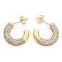 Brass Pave Clear Cubic Zirconia Stud Earrings, Toroidal
