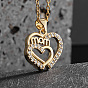 Heart with Word Mom Alloy with Rhinestone Pendant Necklace for Mother's Day