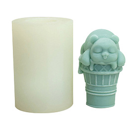 3D Ice Cream with Bear DIY Food Grade Silicone Candle Molds, Aromatherapy Candle Moulds, Scented Candle Making Molds