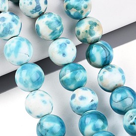 Крашеные бусины из натурального огненного агата с треском, круглые, два тона