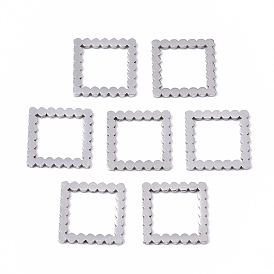 201 Stainless Steel Linking Rings, Laser Cut, Square