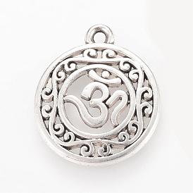 Pendentifs en alliage, plat et circulaire avec ohm, sans cadmium et sans plomb