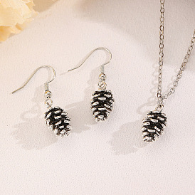 Fashionable Alloy Dangle Earrings & Pendant Necklaces Sets, Pine Cone