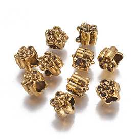 Tibetan Style Alloy European Beads, Flower