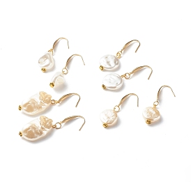 Nuggets ABS Plastic Imitation Pearl Beads Dangle Earrings, with 316 Surgical Stainless Steel Hooks