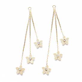 Латунные цепочки-звенья «бостон» с кисточками большие подвески, с четким кубического циркония, без никеля , цветок