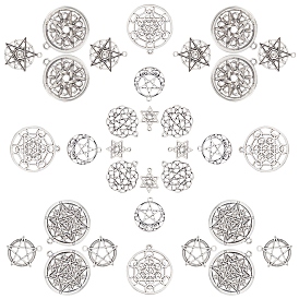 32 pcs 8 styles pendentifs en alliage de style tibétain, étoiles