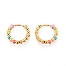 304 серьги из нержавеющей стали для женщин, с эмалью, кольцо