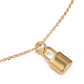 Pendant Necklaces, with Brass Cable Chains, 304 Stainless Steel Pendants & Lobster Claw Clasps, Padlock