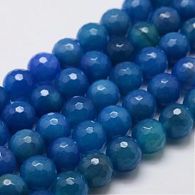Natural Agate Bead Strands, Dyed, Faceted, Round