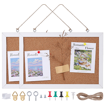 Прямоугольная пробковая доска объявлений, сменные деревянные доски для объявлений, с помощью джутового шнура и канцелярских кнопок.