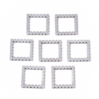 201 Stainless Steel Linking Rings, Laser Cut, Square