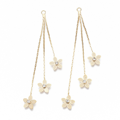 Латунные цепочки-звенья «бостон» с кисточками большие подвески, с четким кубического циркония, без никеля , цветок