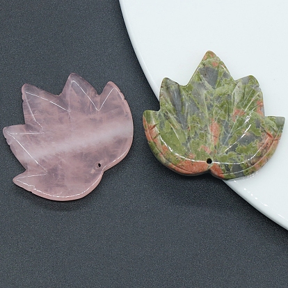 Gemstone Autumn Maple Leaf Pendants, Leaf Charms