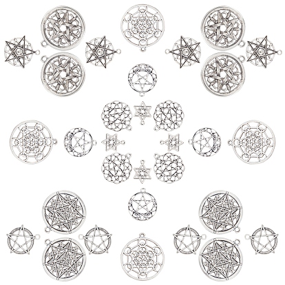 32 pcs 8 styles pendentifs en alliage de style tibétain, étoiles