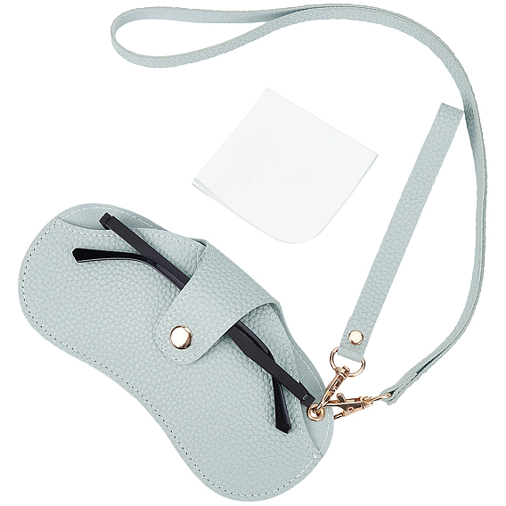 1футляры для очков из искусственной кожи, с ремешком и поворотными застежками из сплава, для очков, солнцезащитные очки протектор, с тканью для чистки очков из замшевого волокна 1pc