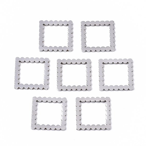201 Stainless Steel Linking Rings, Laser Cut, Square
