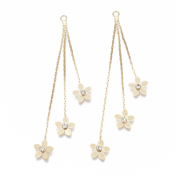 Латунные цепочки-звенья «бостон» с кисточками большие подвески, с четким кубического циркония, без никеля , цветок