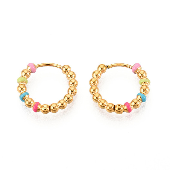 304 серьги из нержавеющей стали для женщин, с эмалью, кольцо