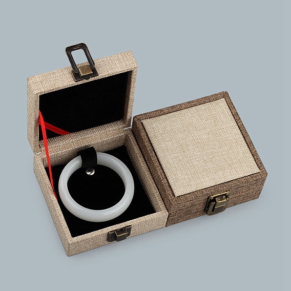 Подарочные коробки с одинарным льняным браслетом, квадратный