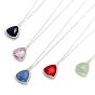 Triangle Glass Pendant Necklaces, with Brass Cable Chains and Spring Ring Clasps, with Cardboard Packing Box