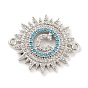 Rack Plating Brass Micro Pave Cubic Zirconia Connector Charms, Sun Links, Long-Lasting Plated, Cadmium Free & Lead Free