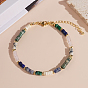 Natural & Synthetic Mixed Stone Heishi Beaded Bracelets with 304 Stainless Steel End Chains for Women