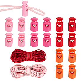 40шт 4 цвета пластиковые пружинные шнуры замки, 1-луночное, с 20ярдами 2цветным эластичным шнуром