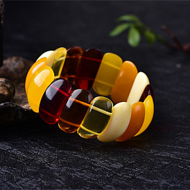 Rectangle Natural Amber Stretch Bracelets for Women
