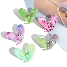 Gradient Color Plastic Claw Hair Clips, for Women Girls, Heart
