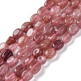 Natural Strawberry Quartz Beads Strands, Nuggets, Tumbled Stone