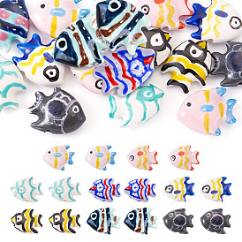 16шт 8 цвета фарфоровые бусины ручной работы, пастельный фарфор, рыба