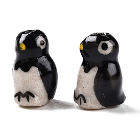 Handmade Porcelain Ceramic Beads, Famille Rose Porcelain, Penguin