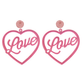 Geometric Heart LOVE Acrylic Earrings - Retro, Girl's Fashion Ear Jewelry.