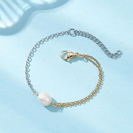 Браслеты из натурального культивированного пресноводного жемчуга, 304 браслеты из нержавеющей стали с цепочками для женщин