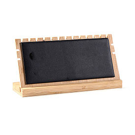 Rectangle Wood Necklaces Display Stands, Jewelry Organizer Holder with PU Leather Mat for Necklaces