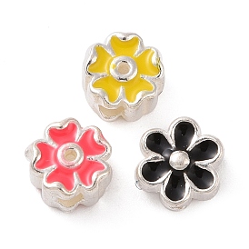 925 Sterling Silver Beads, with Enamel, Flower