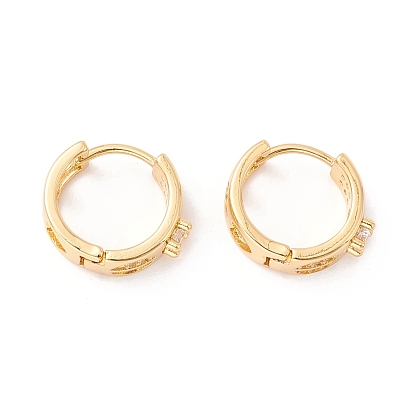 Aretes de argolla gruesos con circonitas cúbicas, Pendientes de aro de filigrana de corazón chapados en oro real 18 k para mujer niña