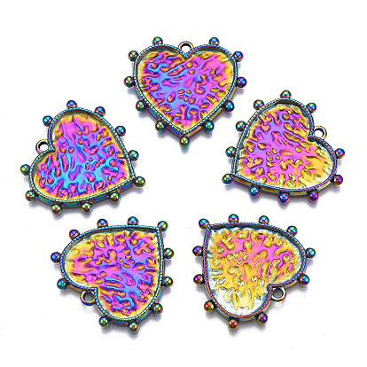Placage de rack pendentifs en alliage de couleur arc-en-ciel, sans cadmium et sans nickel et sans plomb, charmes de coeur