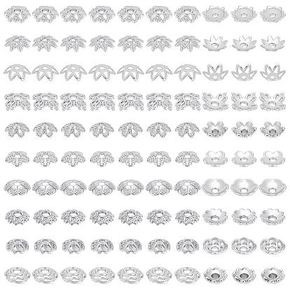 100 шт. 10 стили латунные колпачки для бусин, цветок