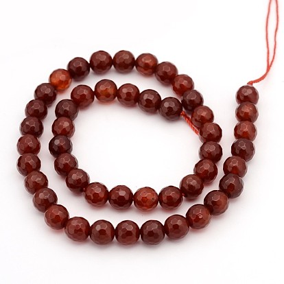 Carnelian Beads Strands, Faceted, Dyed, Round