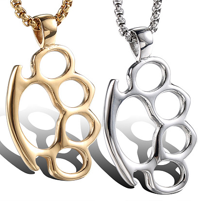 Stainless Steel Knuckles Pendant Necklaces, with Box Chains