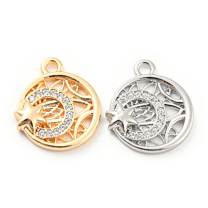 Латунные микро проложить кубического циркония прелести, без кадмия, без никеля и без свинца, плоско-круглые