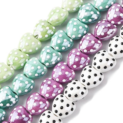 Фарфоровые бусины ручной работы, горошек с сердцем, яркие глазированный фарфор