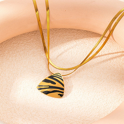 2шт. треугольный леопардовый принт 304 ожерелье с подвеской из нержавеющей стали